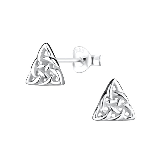 Sterling Silver Celtic Triangle Stud Earrings - Melchior Jewellery