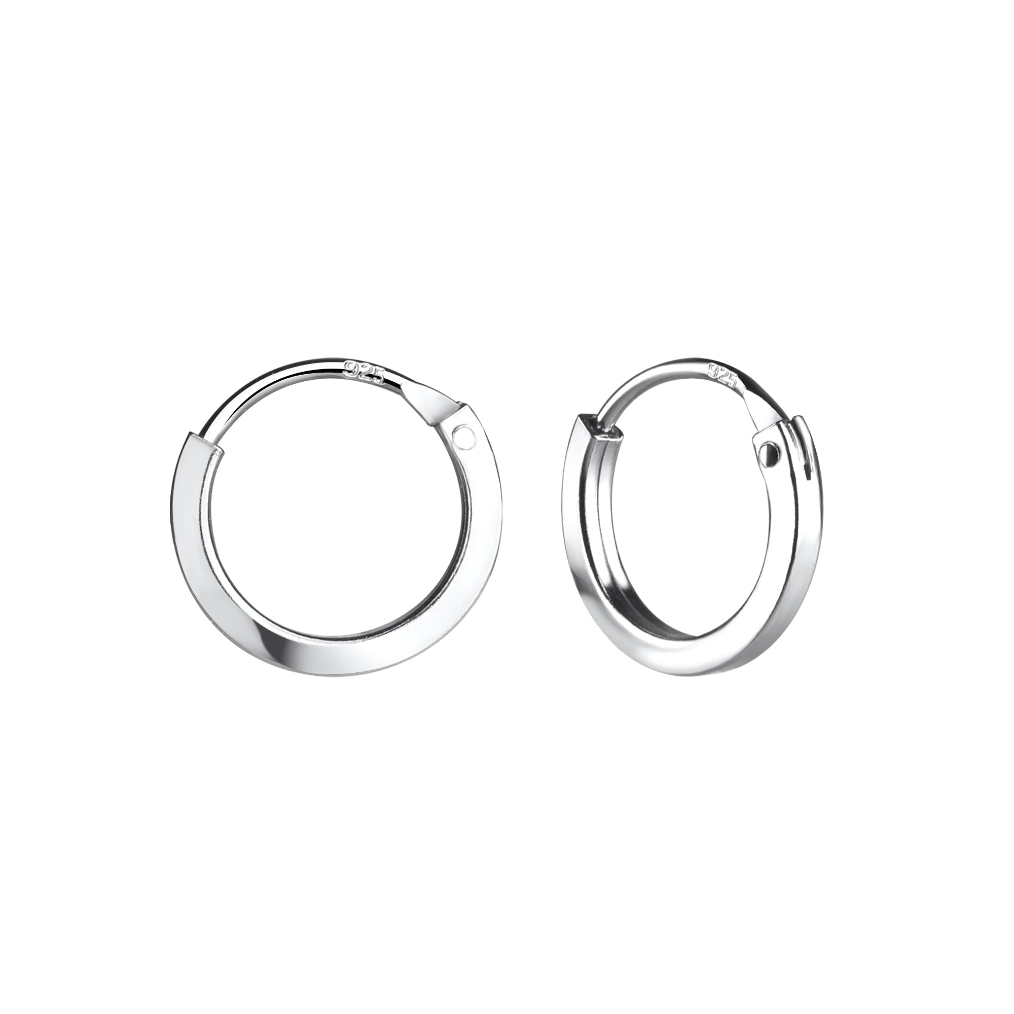 Sterling Silver Hinged Square Tube Micro-Huggie Hoop Earrings