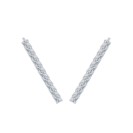 Sterling Silver Line Crystal Ear Climbers - Melchior Jewellery
