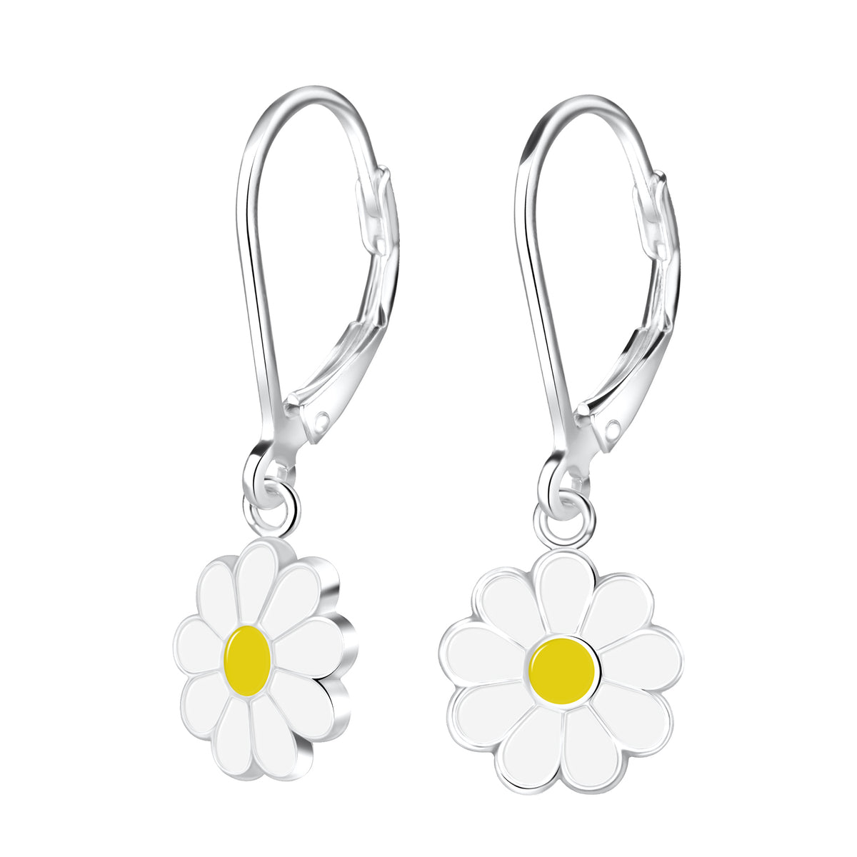 Girls 925 Sterling Silver Daisy Leverback Earrings - Melchior Jewellery