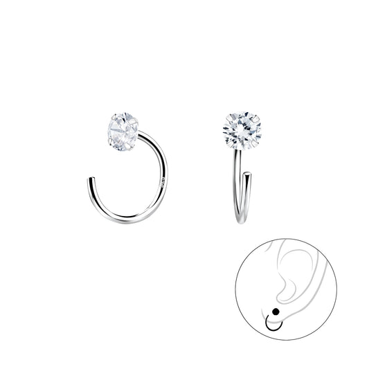 Sterling Silver Pull Through CZ Ear Huggers - Melchior Jewellery