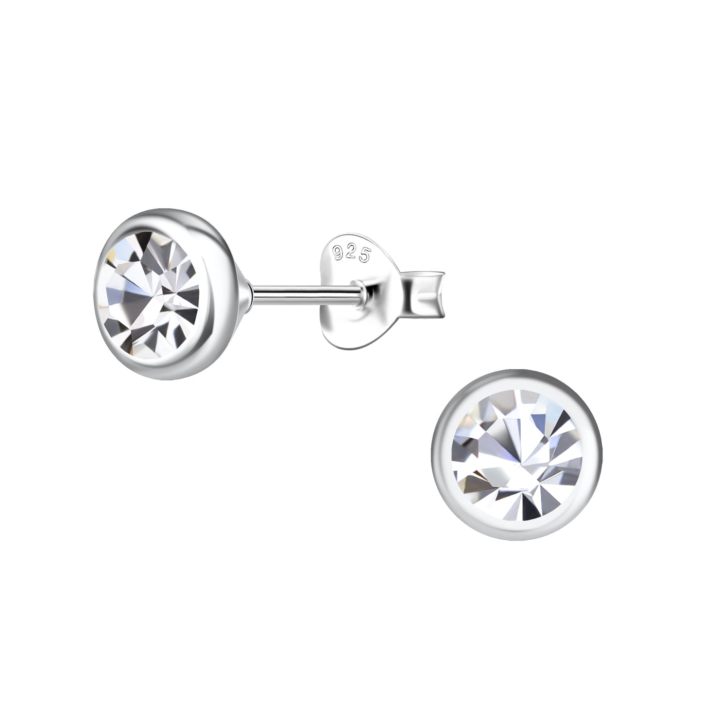 Sterling Silver 5mm CZ Solitaire Stud Earrings