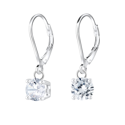 Children's Sterling Silver Round CZ Leverback Earrings - Melchior Jewellery