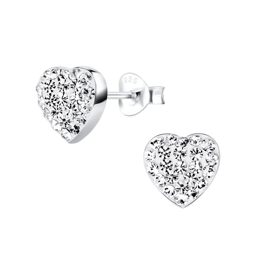 Sterling Silver Crystal Heart Stud Earrings - Melchior Jewellery