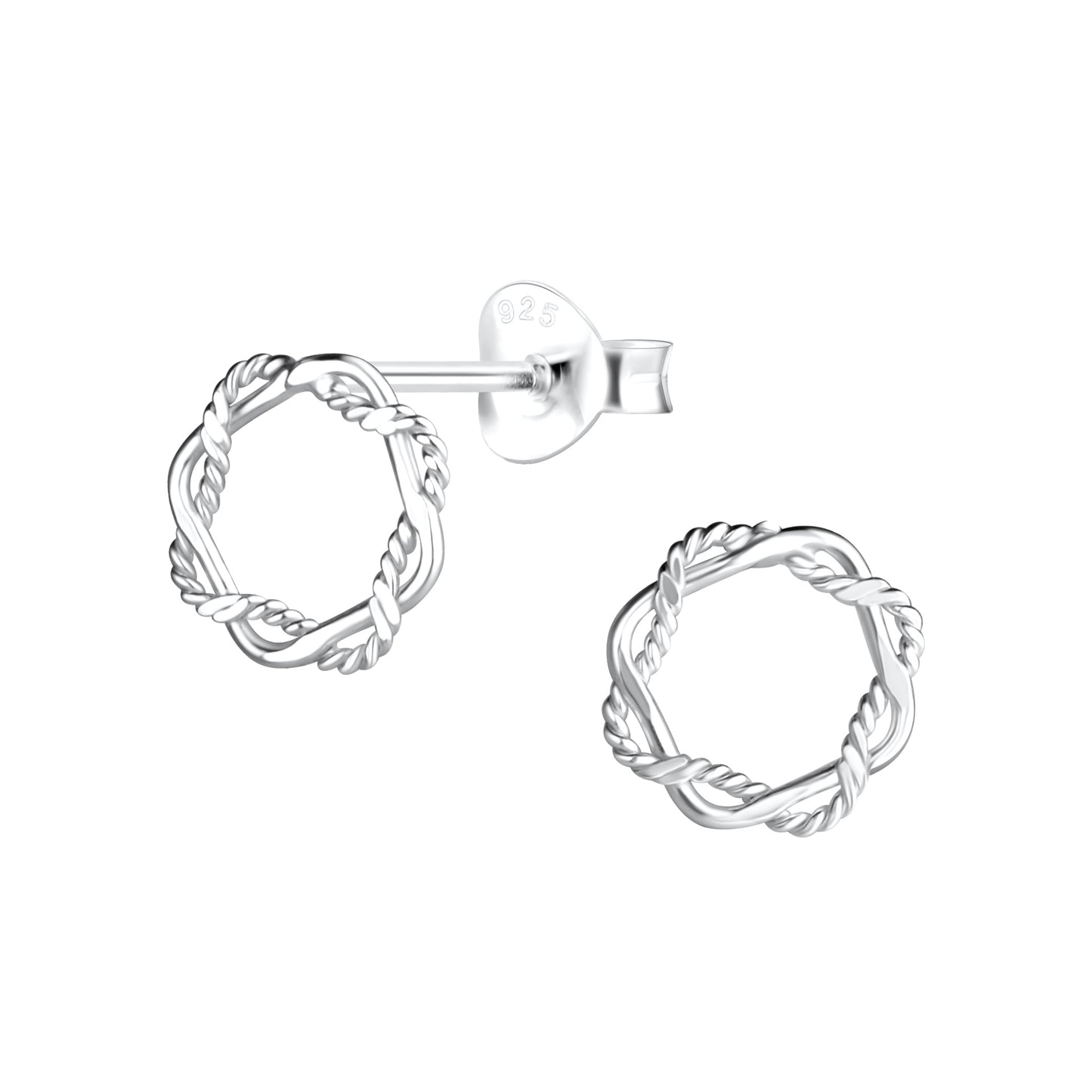 Sterling Silver Twisted Circle Stud Earrings - Melchior Jewellery