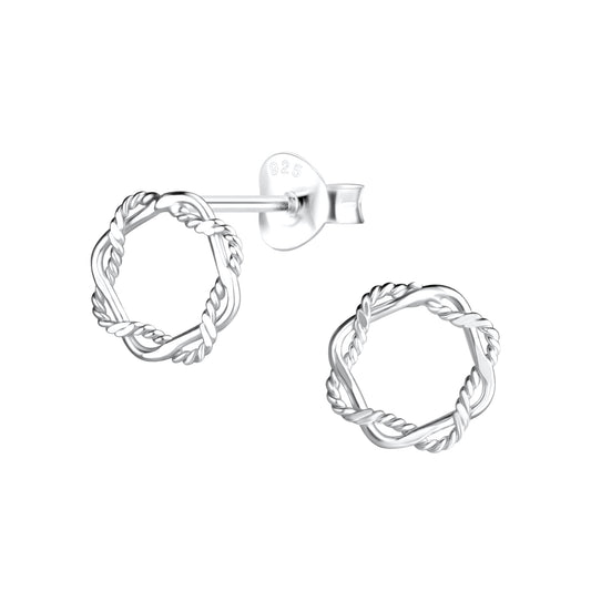 Sterling Silver Twisted Circle Stud Earrings - Melchior Jewellery