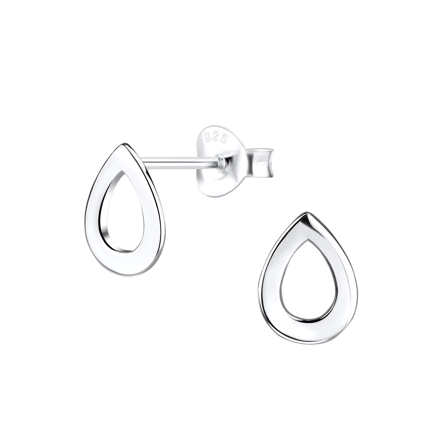 Sterling Silver Open Teardrop Stud Earrings