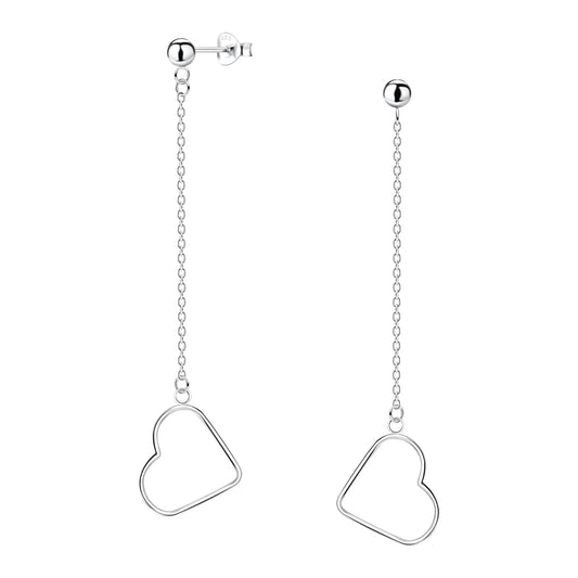 Sterling Silver Heart Drop With Ball Earrings - Melchior Jewellery