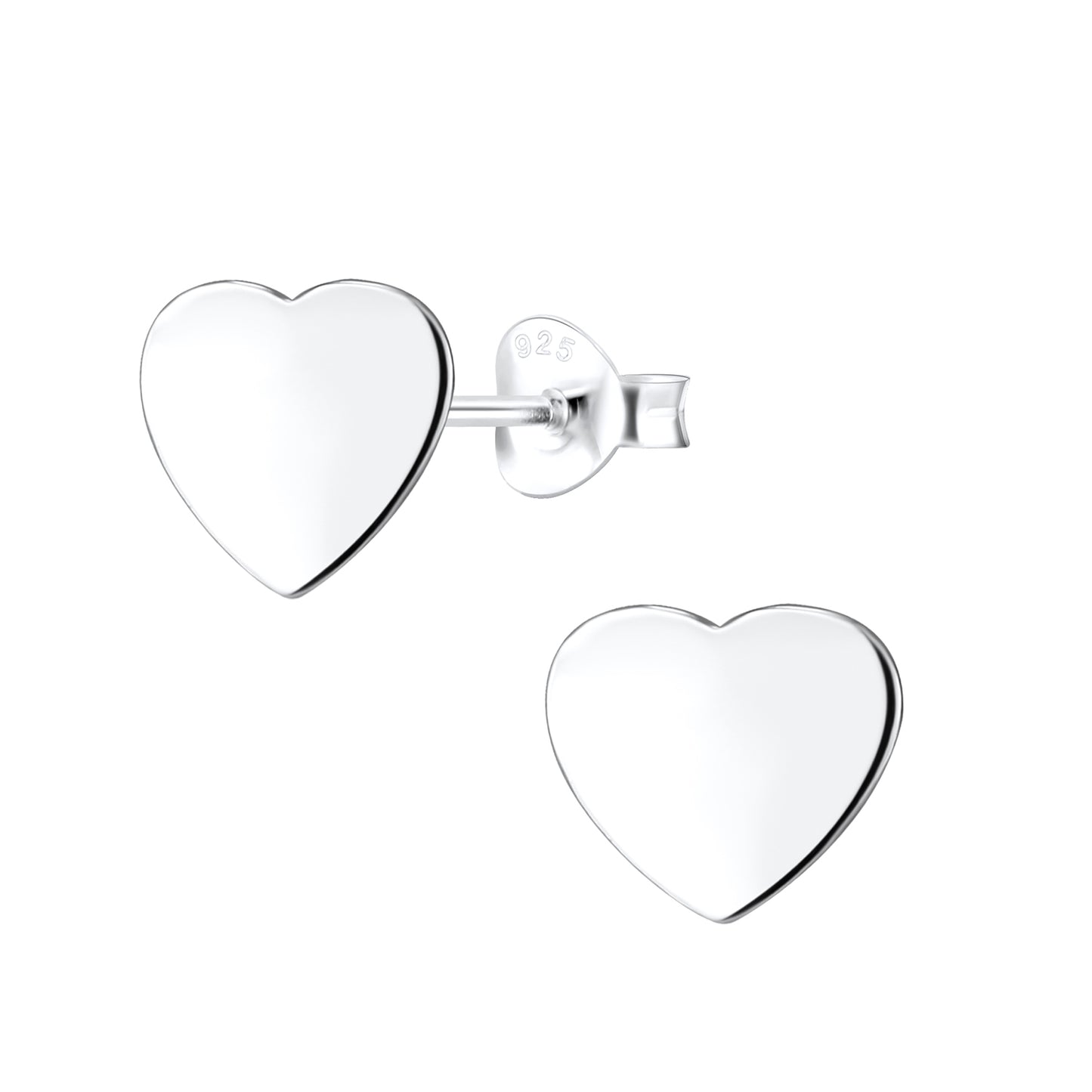 Sterling Silver 7mm Plain Heart Stud Earrings - Melchior Jewellery