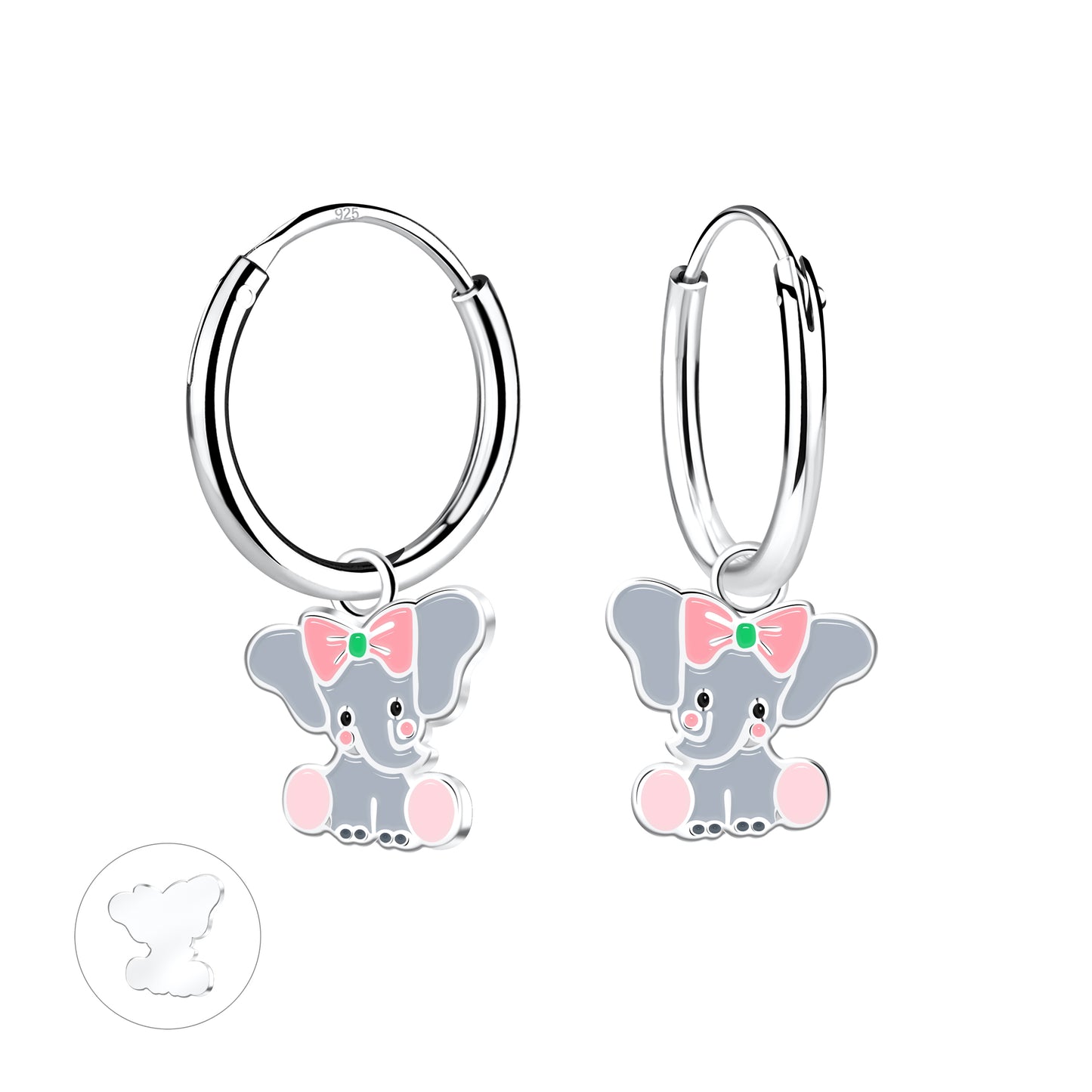 Childrens Sterling Silver Elephant Hoop Girls Earrings - Melchior Jewellery