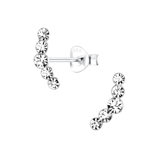 Sterling Silver Curved CZ Stud Earrings - Melchior Jewellery