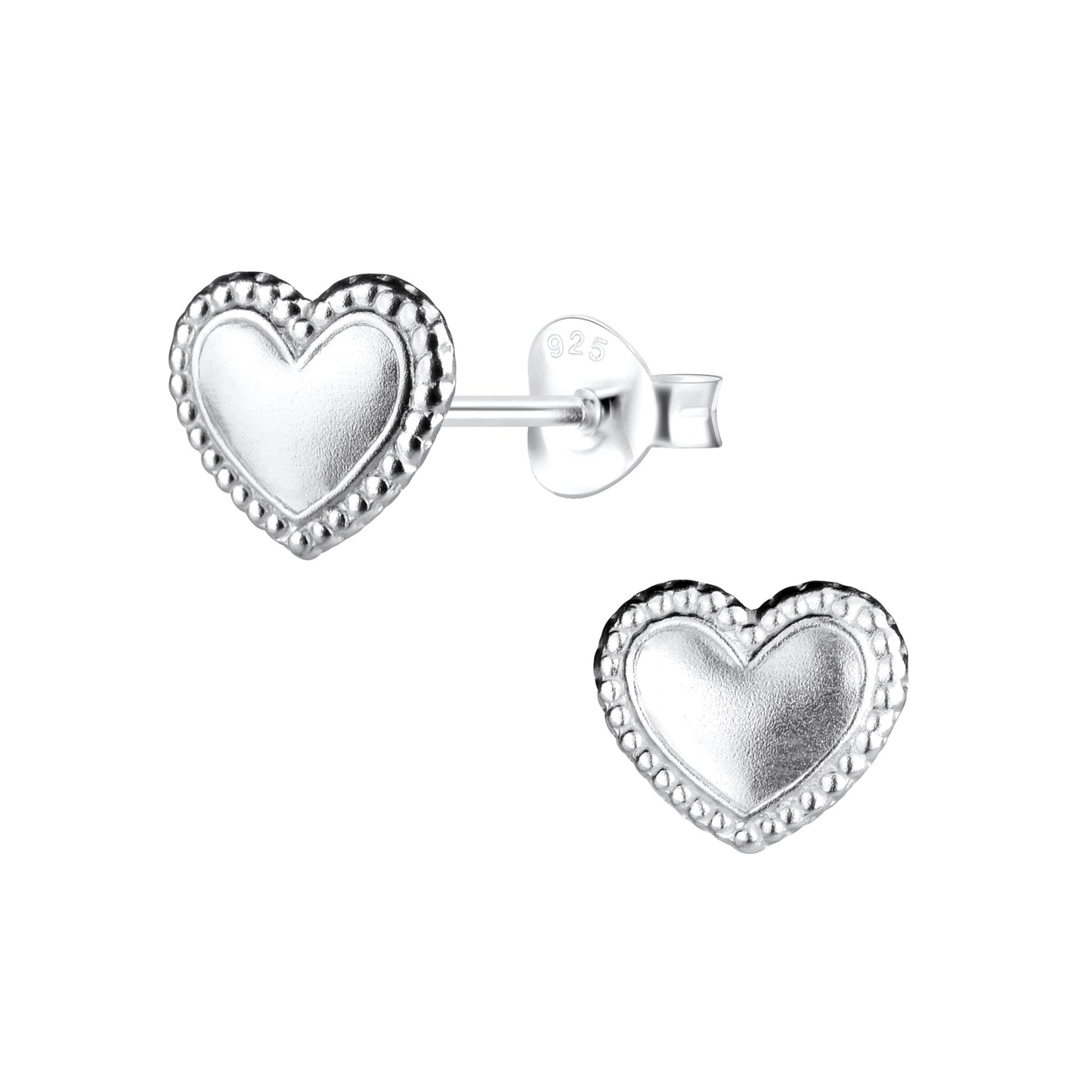 Sterling Silver Fancy Heart Stud Earrings - Melchior Jewellery