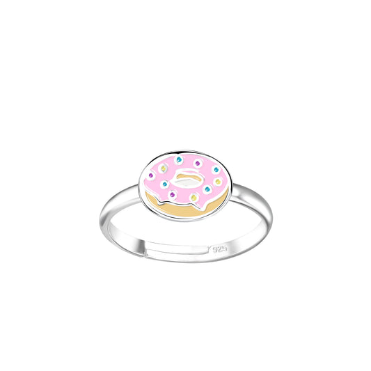 Children's Sterling Silver Adjustable Pink Donut Ring - Melchior Jewellery