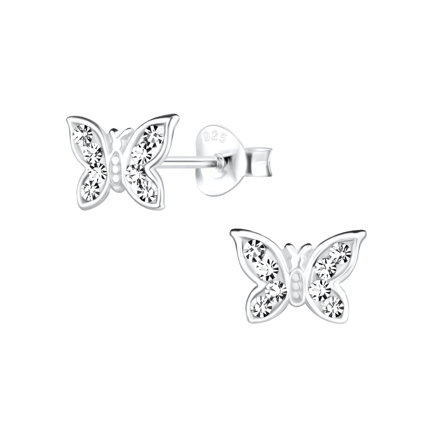 Children's Sterling Silver Sparkle Butterfly Stud Earrings - Melchior Jewellery