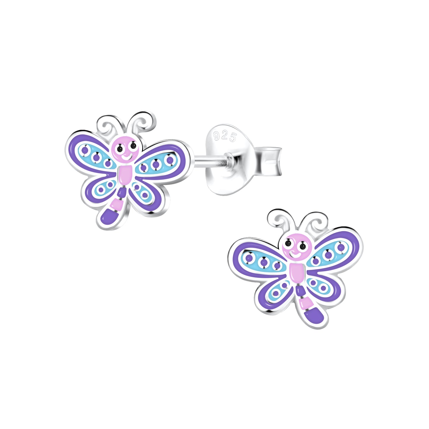 Kids Sterling Silver Multicolour Dragonfly Stud Earrings - Melchior Jewellery