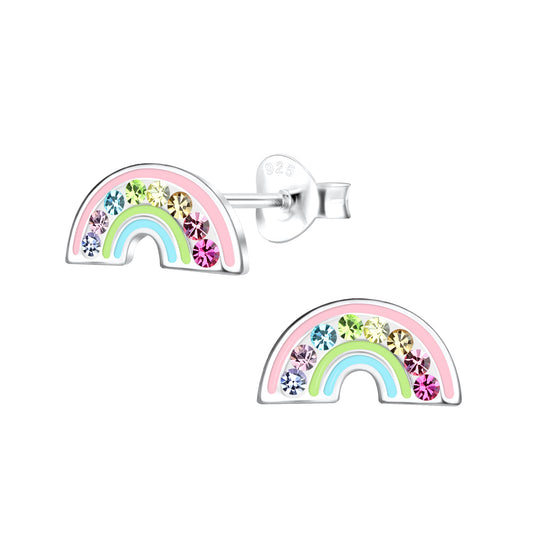Sterling Silver CZ Rainbow Stud Earrings - Melchior Jewellery