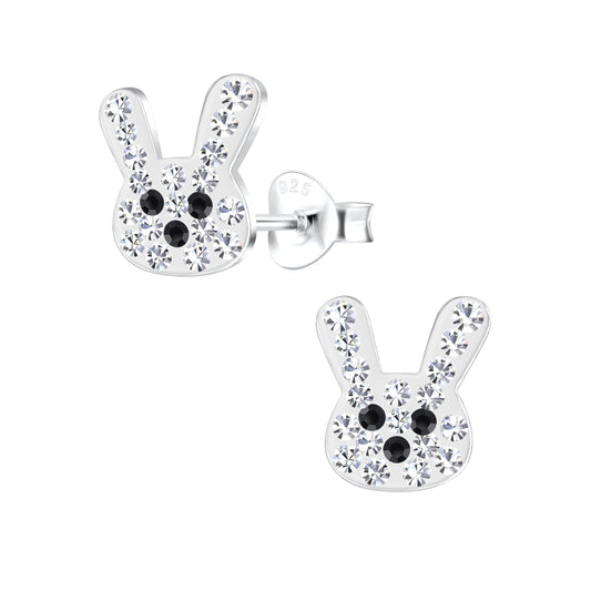 Sterling Silver Crystal Bunny Rabbit Girls Earrings - Melchior Jewellery