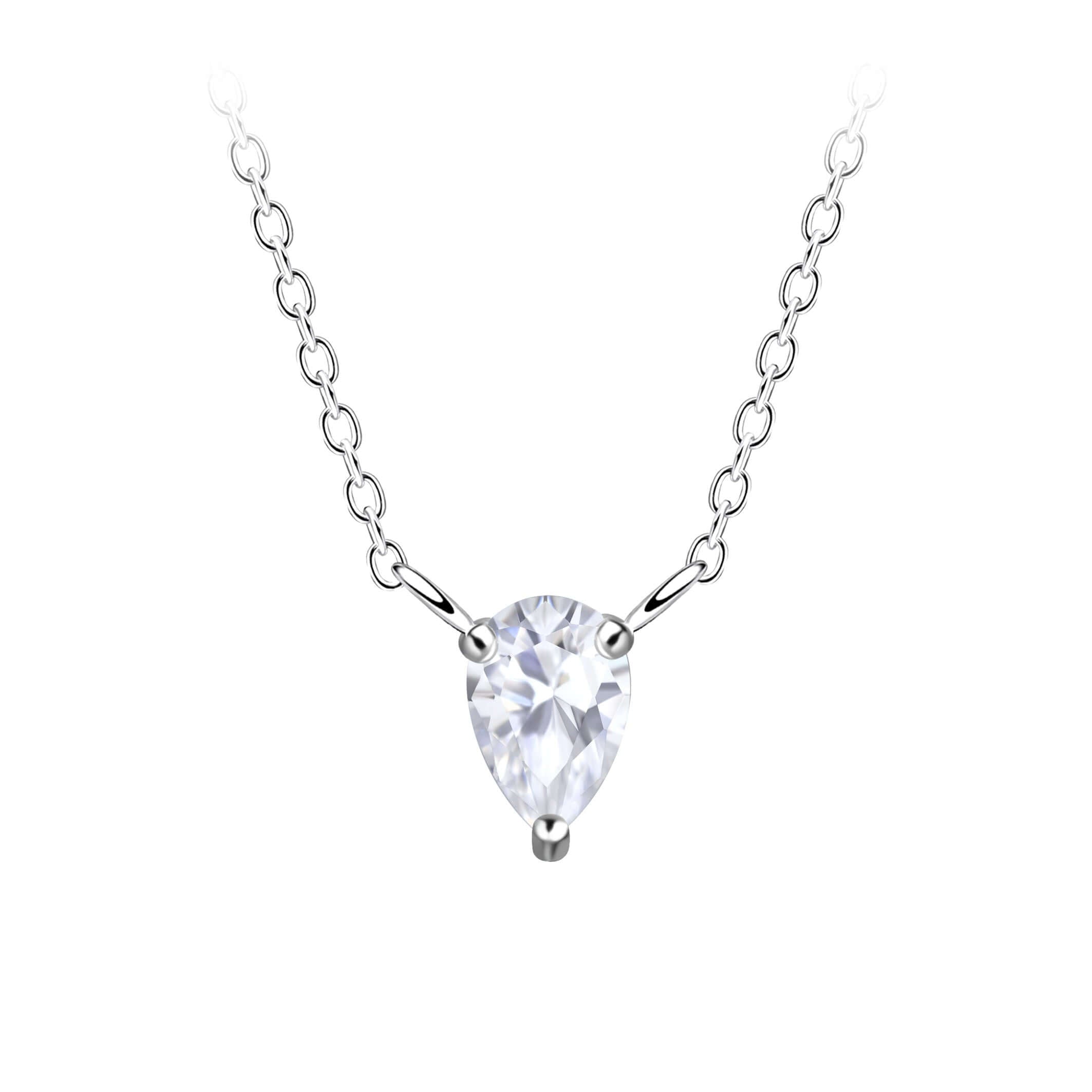 925 Sterling Silver Cubic Zirconia Teardrop Pendant Necklace - Melchior Jewellery