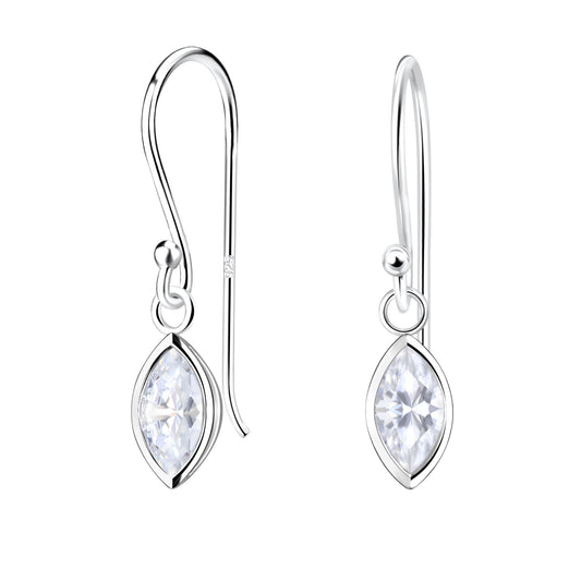 Sterling Silver Marquise CZ Drop Earrings - Melchior Jewellery