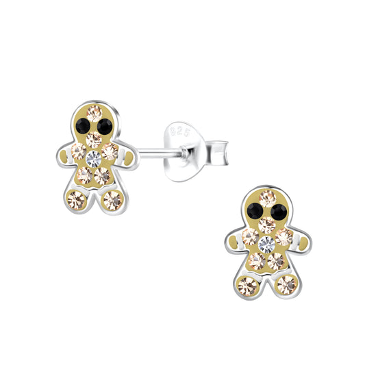 Children's Sterling Silver Gingerbread Man Stud Earrings - Melchior Jewellery