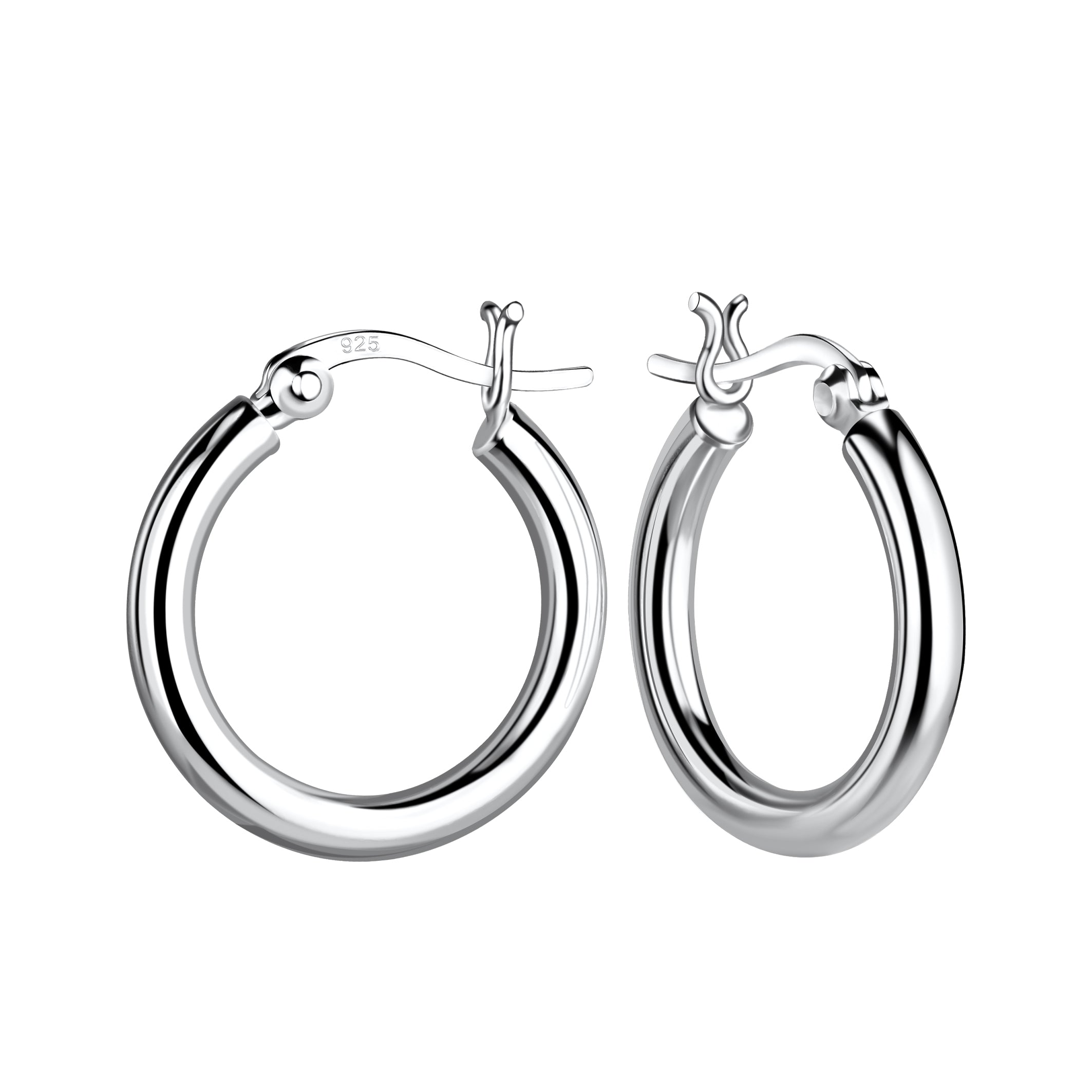 Silver Hoop Earrings featuring a sleek and polished design.