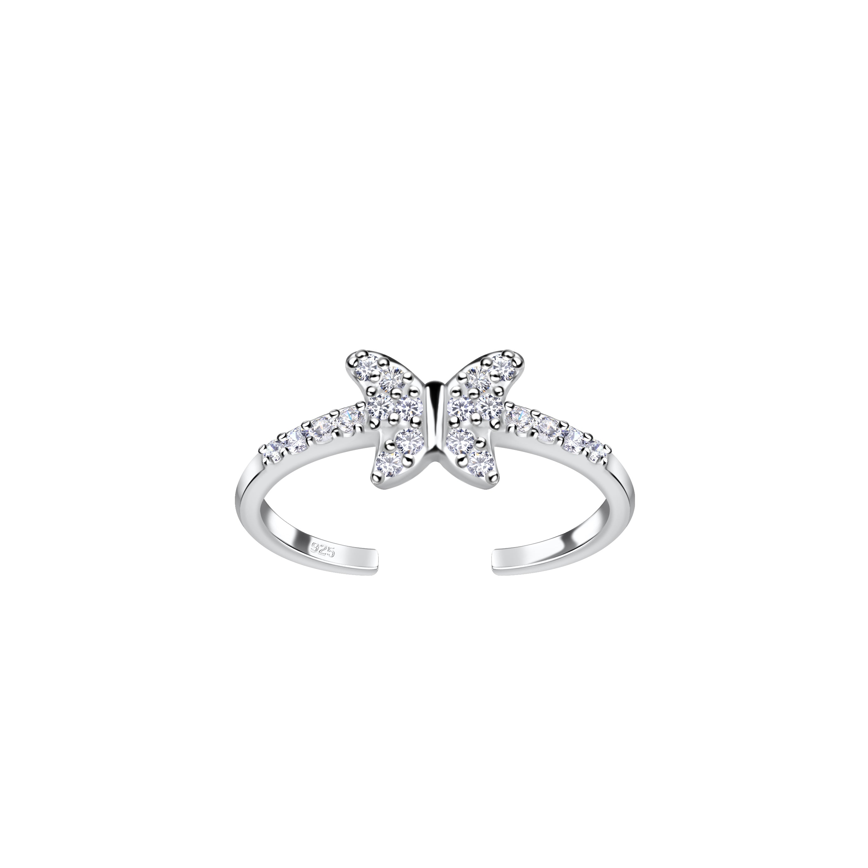 Sterling Silver CZ Butterfly Toe Ring - Melchior Jewellery