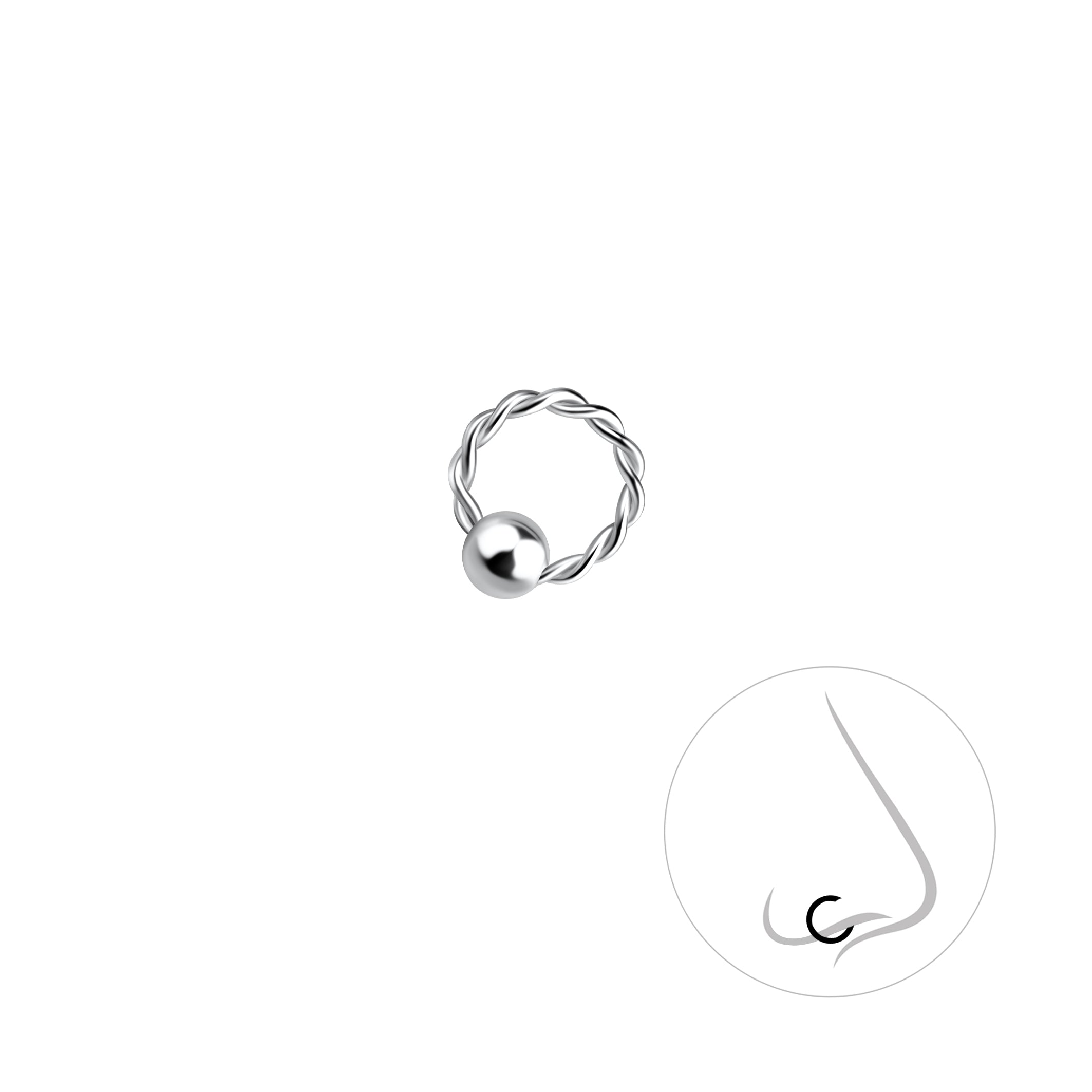 Sterling Silver Small 7mm Twisted Nose Ring - Melchior Jewellery