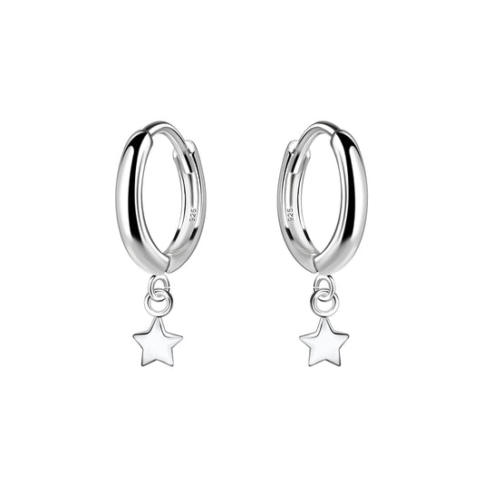 Sterling Silver Star On Huggie Hoop Earrings - Melchior Jewellery
