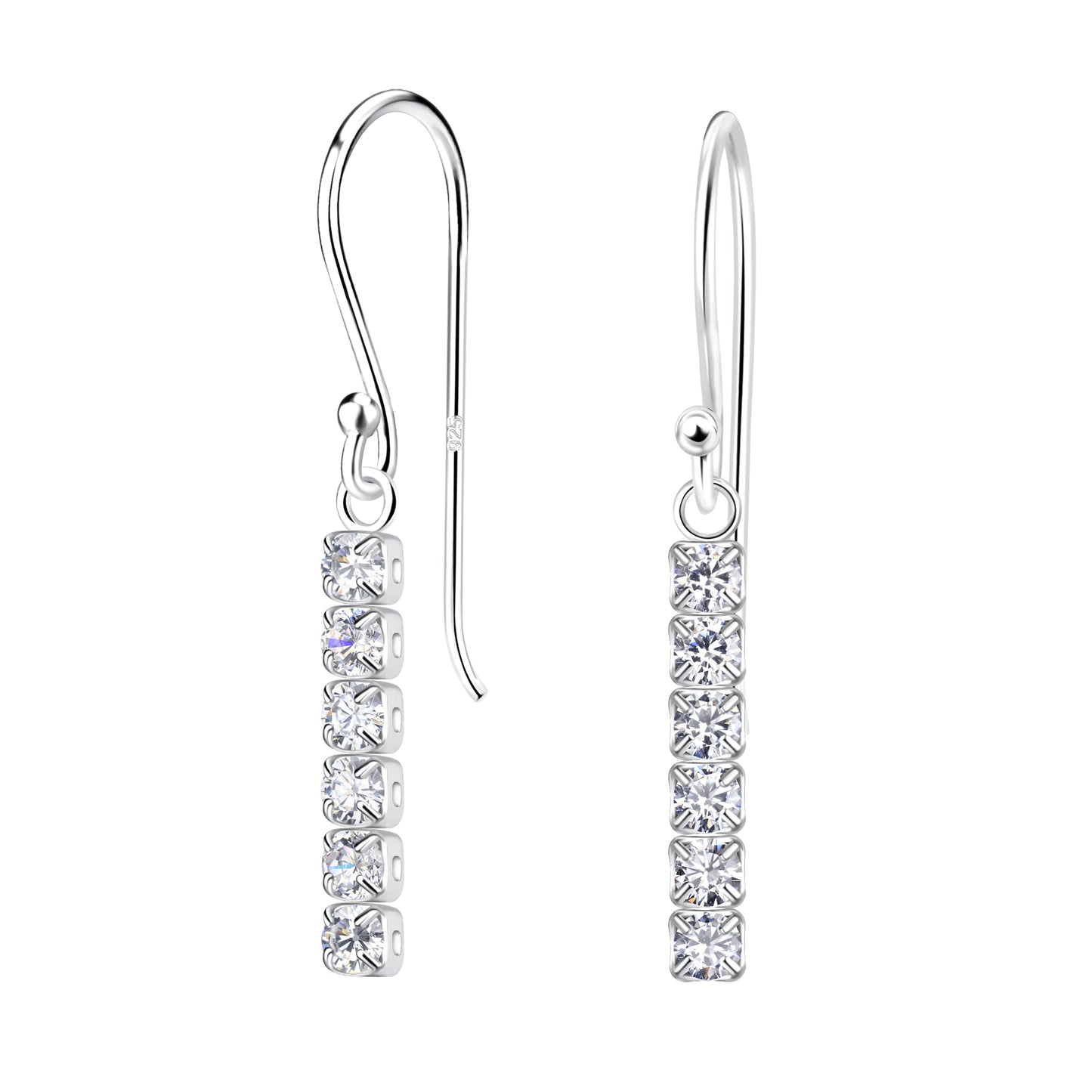 Sterling Silver Tennis Bar Drop Earrings - Melchior Jewellery
