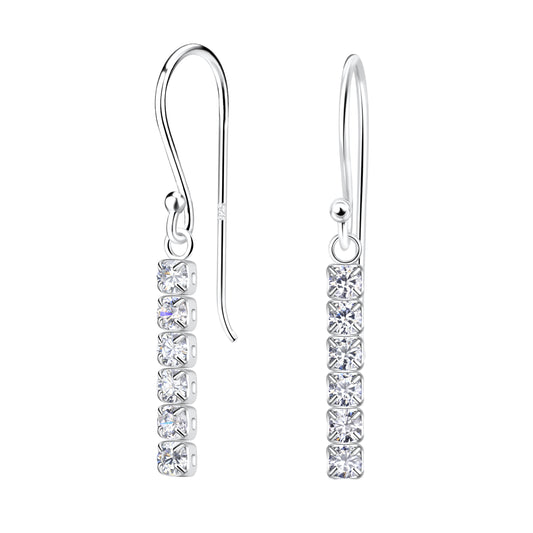 Sterling Silver Tennis Bar Drop Earrings - Melchior Jewellery