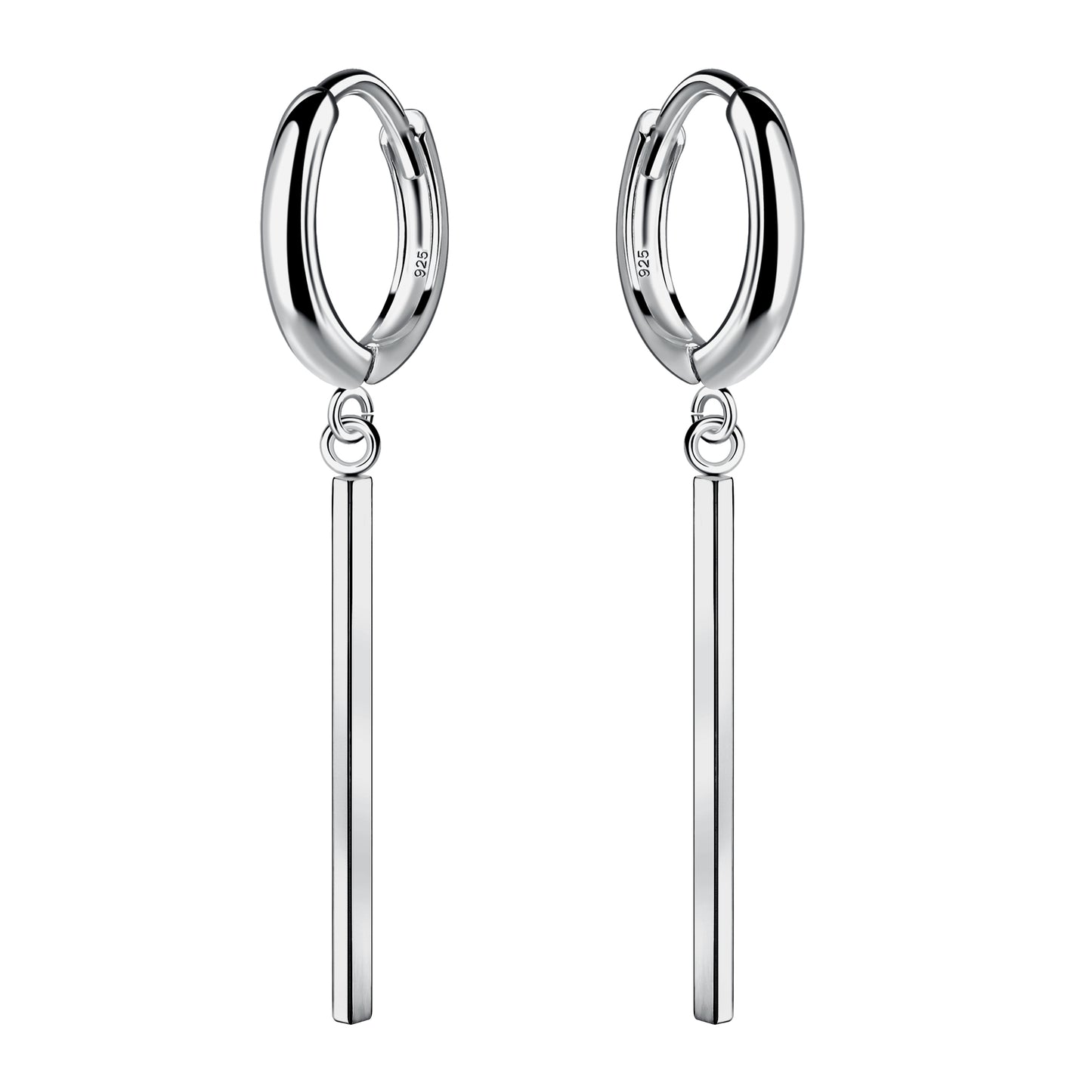 Sterling Silver Bar Charm Huggie Earrings - Melchior Jewellery