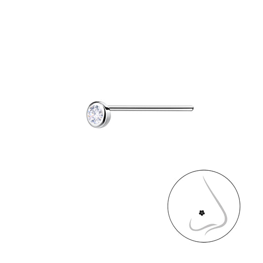 Sterling Silver Round CZ Nose Stud - Melchior Jewellery