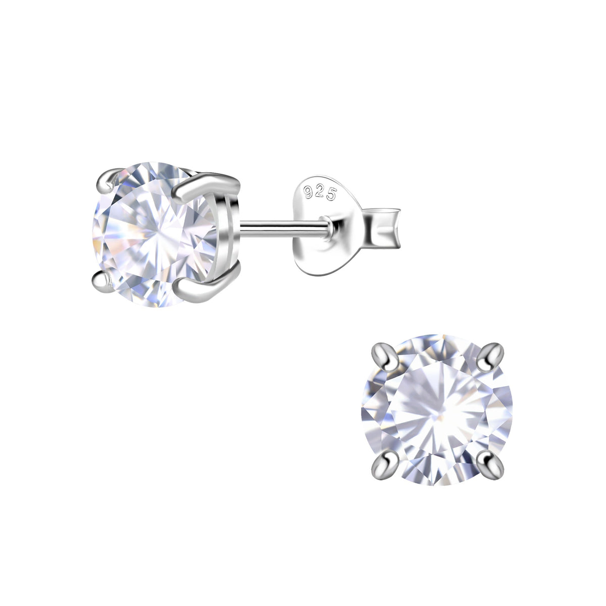 Sterling silver round moissanite stud earrings