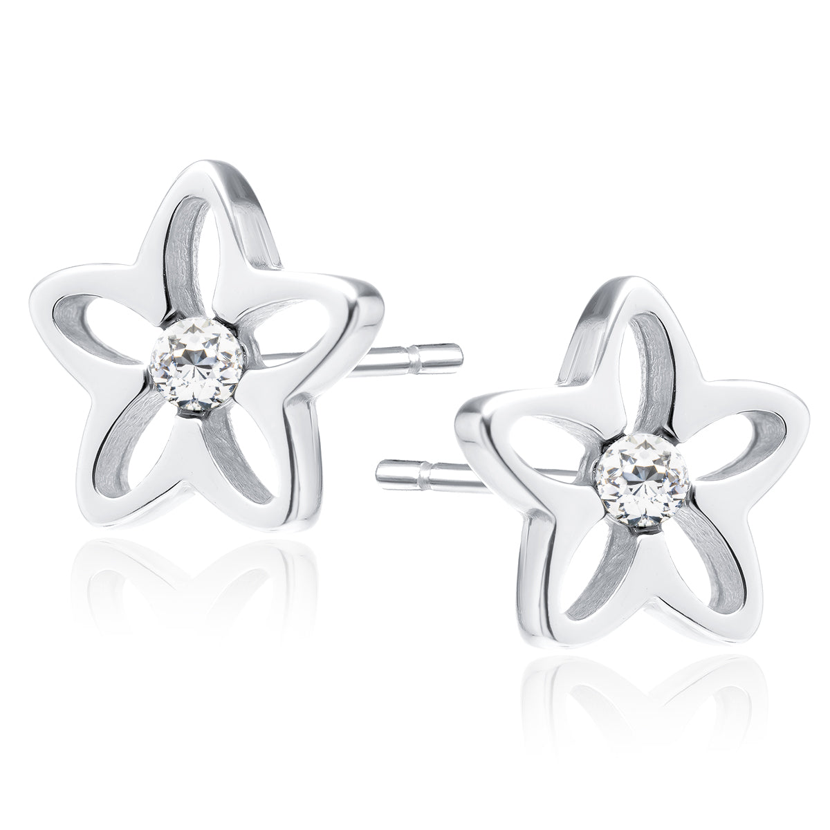 Sterling Silver CZ Flower Earrings - Melchior Jewellery