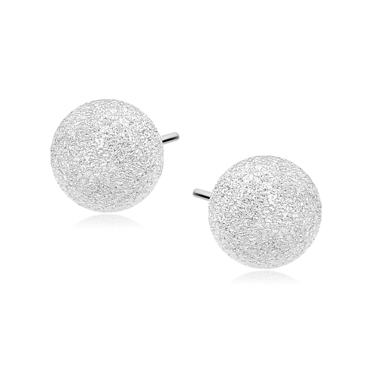 Sterling Silver Diamond Cut Dust Ball Stud Earrings - Choose Your Size - Melchior Jewellery