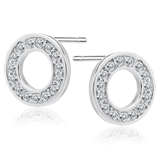 Sterling Silver Round CZ Stud Earrings - Melchior Jewellery