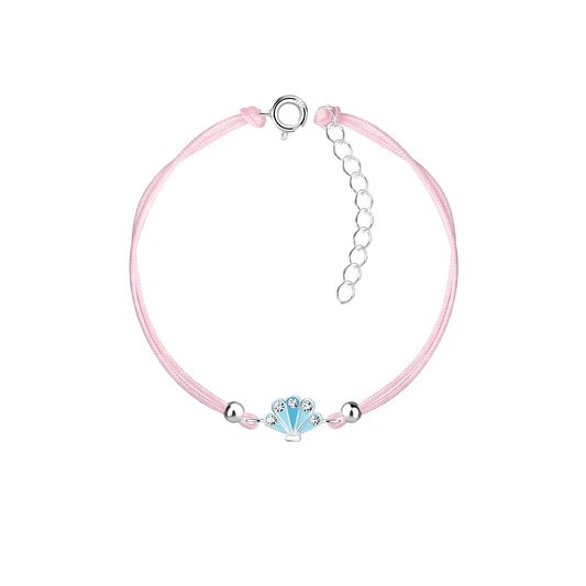 Children's Adjustable Sterling Silver Friendship Blue Shell CZ Bracelet - Melchior Jewellery