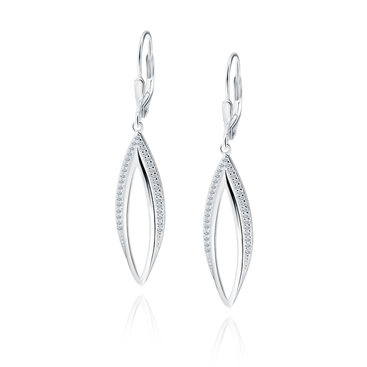 Sterling Silver Clear CZ Open Drop Earrings - Melchior Jewellery