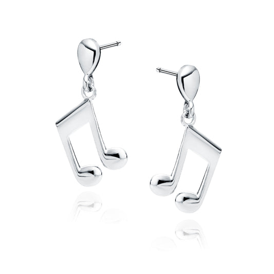 Sterling Silver Music Note Drop Earrings - Melchior Jewellery