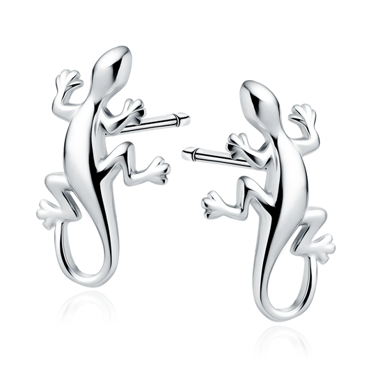 Sterling Silver Gecko Lizard Stud Earrings - Melchior Jewellery