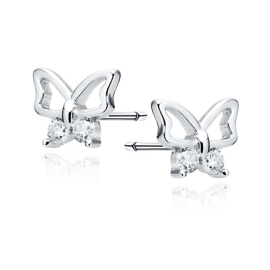Sterling Silver CZ Butterfly Stud Earrings - Melchior Jewellery