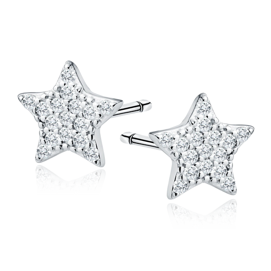 Sterling Silver Sparkling Star Stud Earrings - Melchior Jewellery