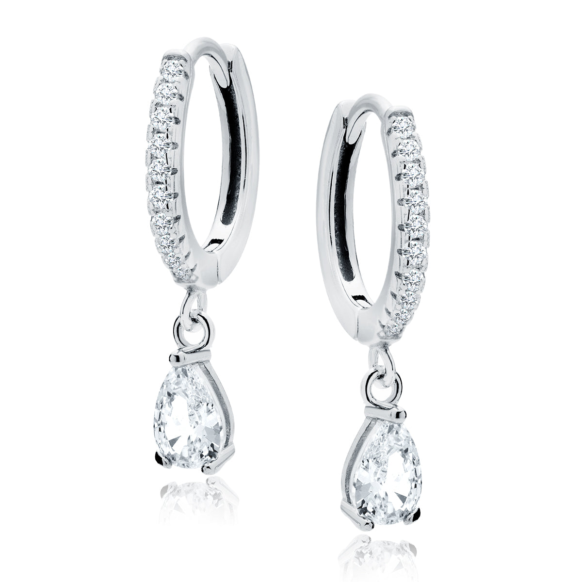 Sterling Silver white teardrop zirconia Earrings