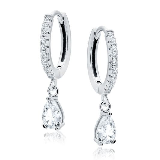 Sterling Silver white teardrop zirconia Earrings - Melchior Jewellery