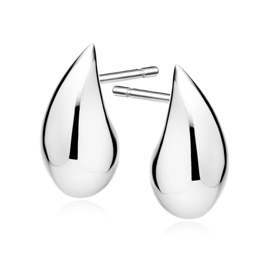 Sterling Silver Large Teardrop Stud Earrings - Melchior Jewellery