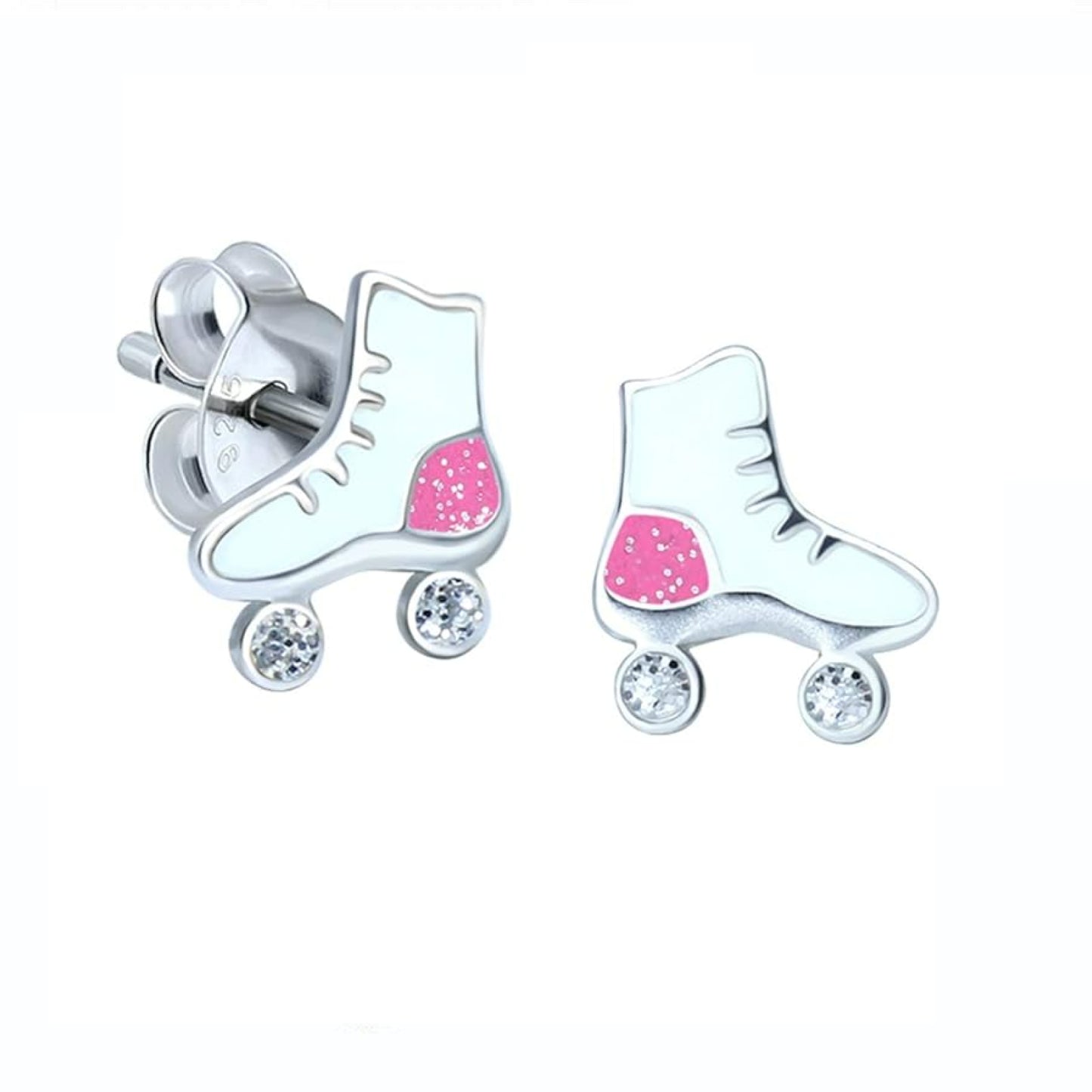Children's Sterling Silver Sparkly Roller Skate Stud Earrings - Melchior Jewellery