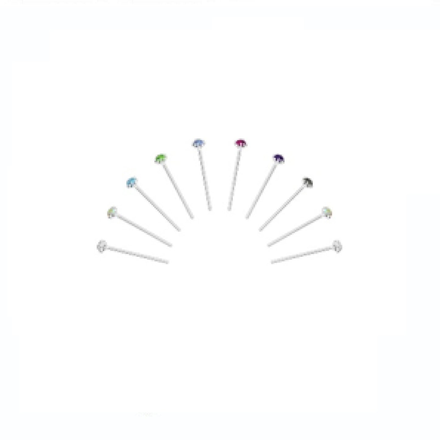 Sterling Silver Nose Bone Stud with Tiny 1.8mm CZ - Set of 10
