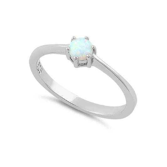 Sterling Silver White Round Opal Ring - Melchior Jewellery