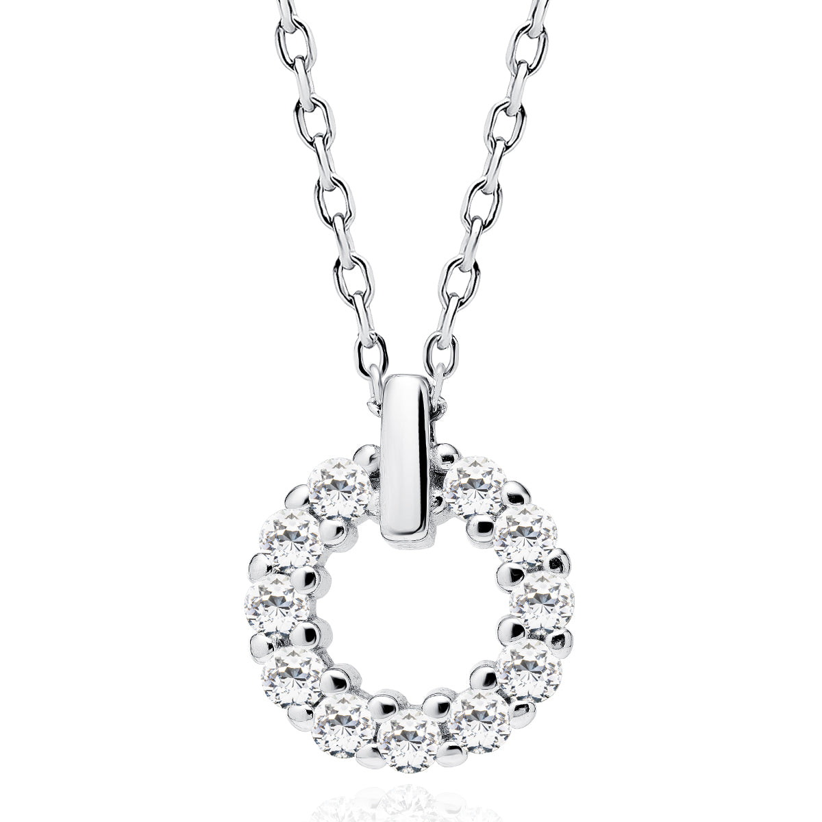 Sterling silver white CZ circle necklace