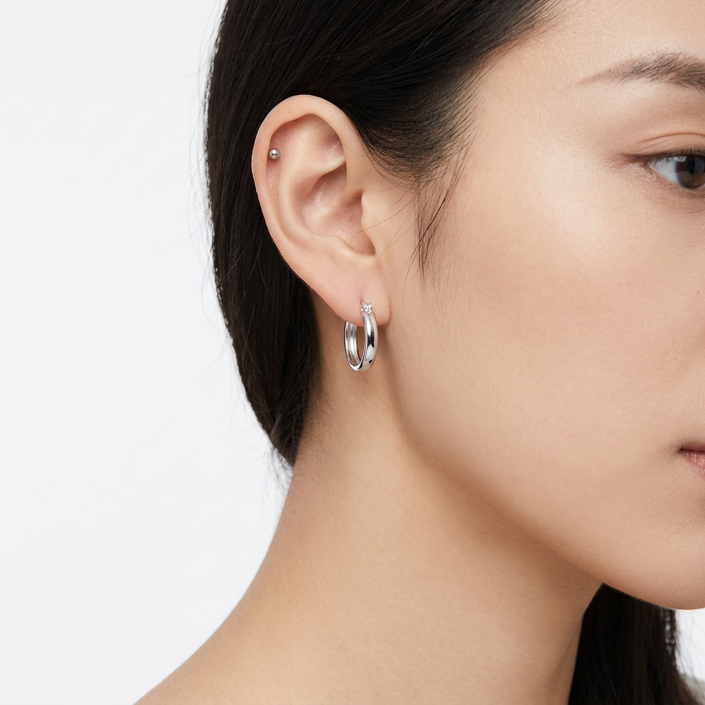 Sterling Silver 16mm Hinged Huggie Hoop Earrings